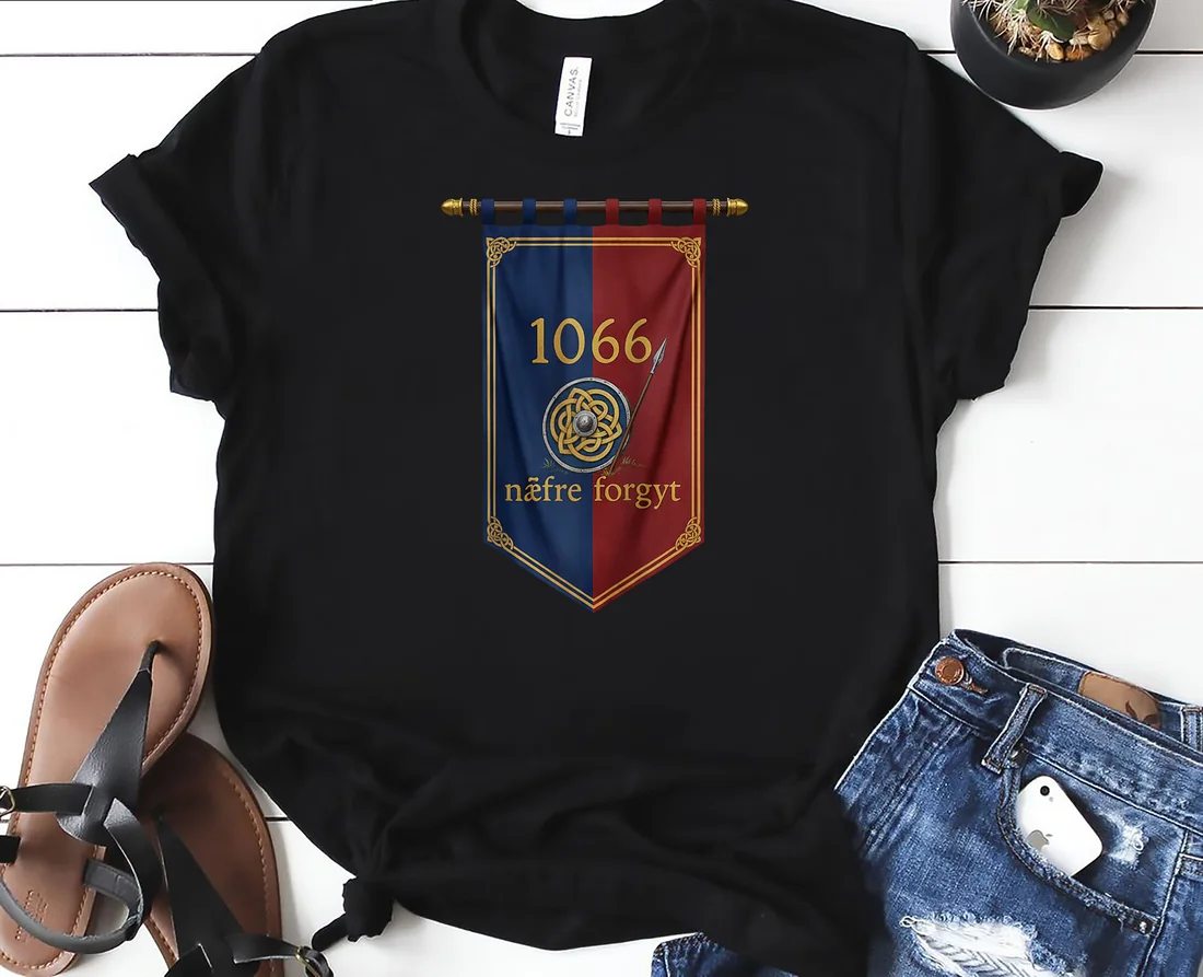 1066 Naefre Forgyt Never Forget Viking England History Raglan Baseball Tee