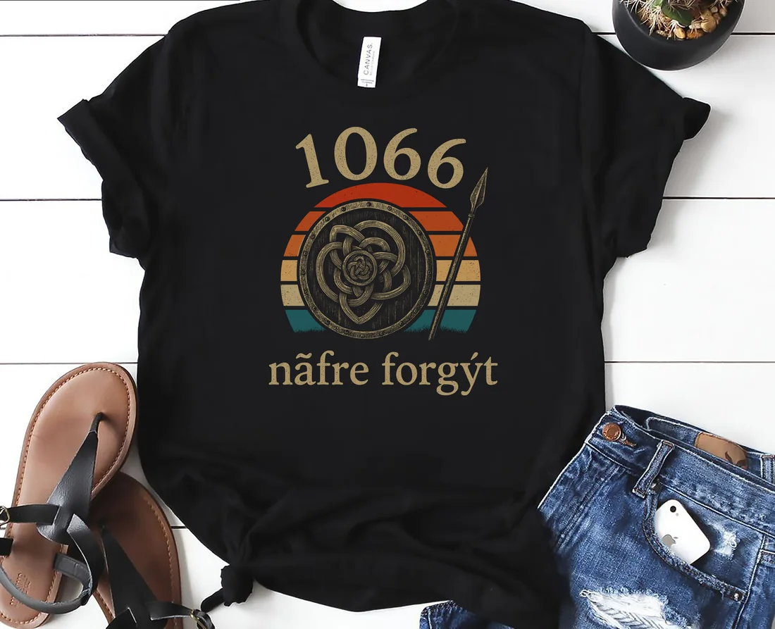 1066 Næfre Forgyt Old English Viking History Quote Long Sleeve T-Shirt