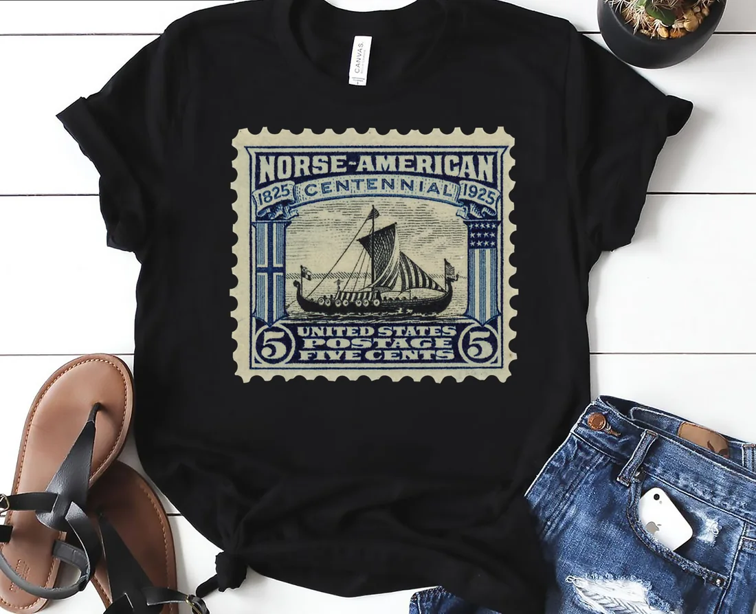 1925 USA Vintage stamp - Viking Ship Oversized T-Shirt