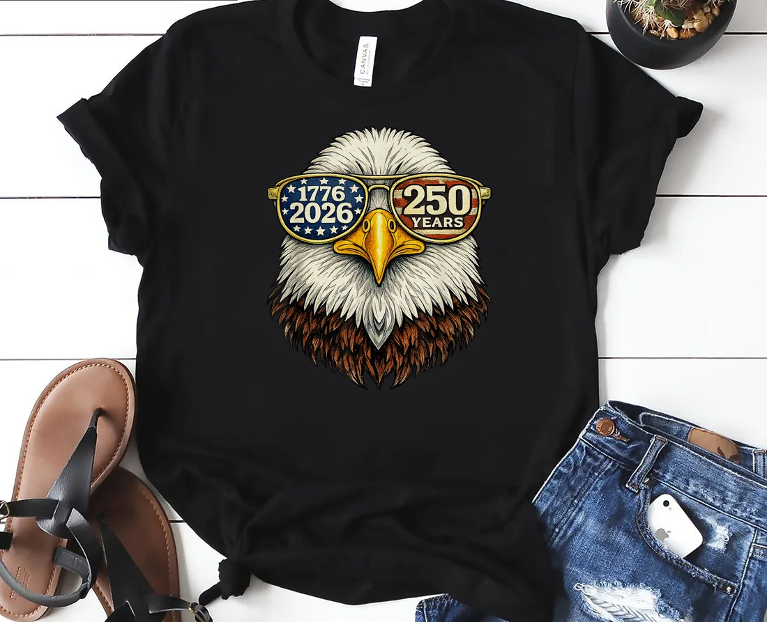 250 Anniversary USA 1776-2026 Patriotic Bald Eagle Retro T-Shirt