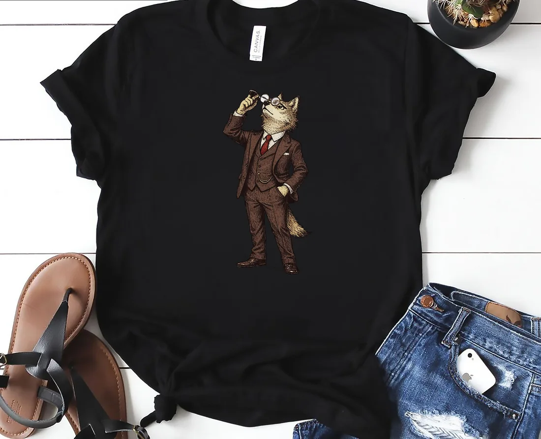 A dapper wolf in a vintage suit Classic T-Shirt