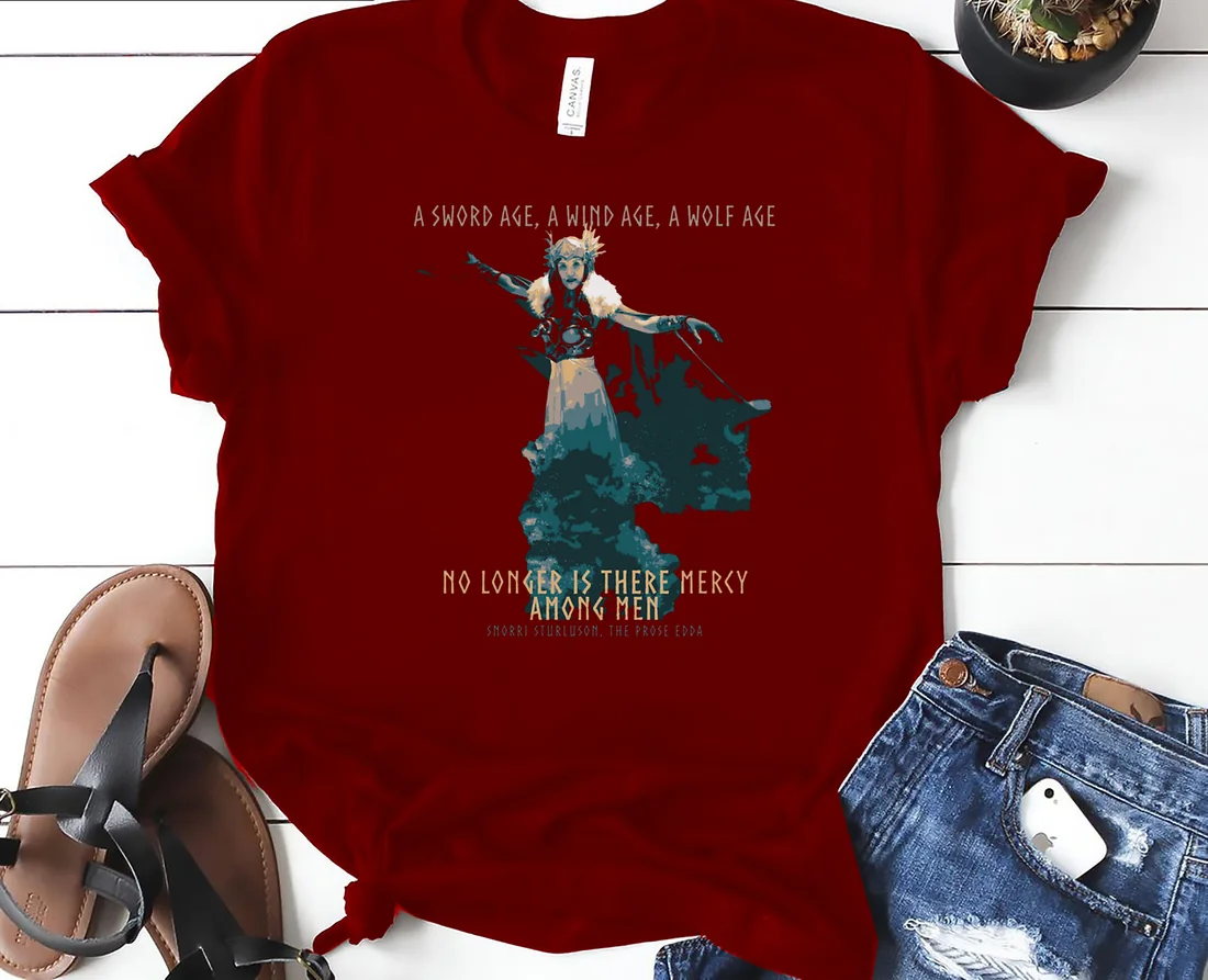 A Sword Age, Norse Goddess Design, The Prose Edda Proverb, Viking Wisdom, Viking Gift Classic T-Shirt