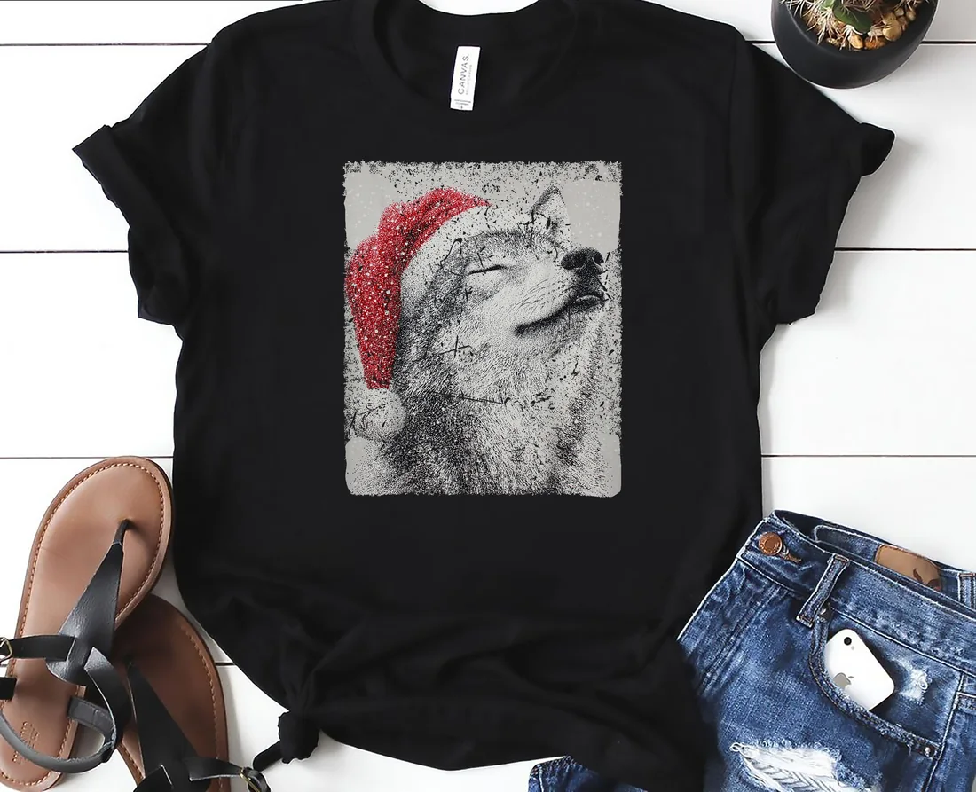 A Wolf Christmas Design T-Shirt