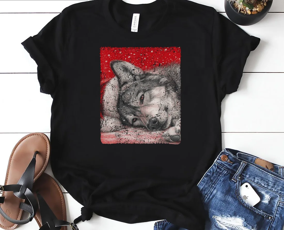 A Wolf Christmas Family Mens Womens Xmas Tops T-Shirt