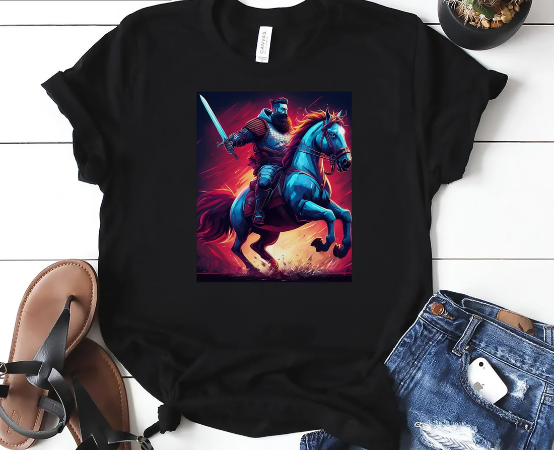 Viking Warrior on Horse - Epic Fantasy Battle Art Oversized T-Shirt